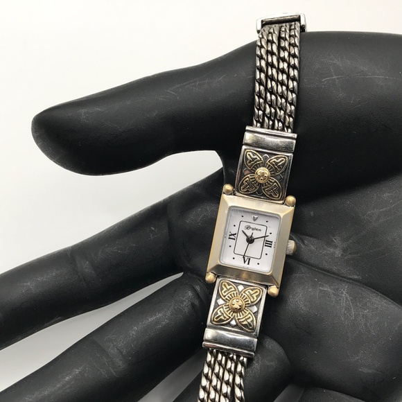 Brighton Watch Monroe Silver & Gold Plate Toggle Clasp Vintage Look New Battery - Picture 3 of 17